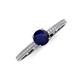 3 - Serina Classic Round Blue Sapphire and Lab Grown Diamond 3 Row Micro Pave Shank Engagement Ring 