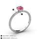 4 - Serina Classic Round Pink Tourmaline and Lab Grown Diamond 3 Row Micro Pave Shank Engagement Ring 