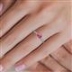 5 - Serina Classic Round Pink Tourmaline and Lab Grown Diamond 3 Row Micro Pave Shank Engagement Ring 