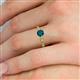 5 - Daisy Classic Round London Blue Topaz and Lab Grown Diamond Floral Engraved Engagement Ring 