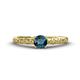 1 - Daisy Classic Round Blue and White Lab Grown Diamond Floral Engraved Engagement Ring 