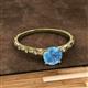 2 - Daisy Classic Round Blue Topaz and Lab Grown Diamond Floral Engraved Engagement Ring 
