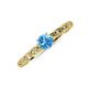3 - Daisy Classic Round Blue Topaz and Lab Grown Diamond Floral Engraved Engagement Ring 