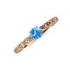 3 - Daisy Classic Round Blue Topaz and Lab Grown Diamond Floral Engraved Engagement Ring 