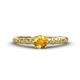 1 - Daisy Classic Round Citrine and Lab Grown Diamond Floral Engraved Engagement Ring 