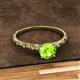 2 - Daisy Classic Round Peridot and Lab Grown Diamond Floral Engraved Engagement Ring 