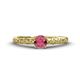 1 - Daisy Classic Round Rhodolite Garnet and Lab Grown Diamond Floral Engraved Engagement Ring 