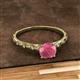 2 - Daisy Classic Round Rhodolite Garnet and Lab Grown Diamond Floral Engraved Engagement Ring 