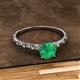 2 - Daisy Classic Round Emerald and Lab Grown Diamond Floral Engraved Engagement Ring 