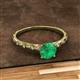 2 - Daisy Classic Round Emerald and Lab Grown Diamond Floral Engraved Engagement Ring 