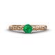 1 - Daisy Classic Round Emerald and Lab Grown Diamond Floral Engraved Engagement Ring 