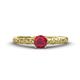 1 - Daisy Classic Round Ruby and Lab Grown Diamond Floral Engraved Engagement Ring 