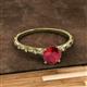 2 - Daisy Classic Round Ruby and Lab Grown Diamond Floral Engraved Engagement Ring 