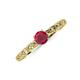 3 - Daisy Classic Round Ruby and Lab Grown Diamond Floral Engraved Engagement Ring 