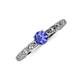 3 - Daisy Classic Round Tanzanite and Lab Grown Diamond Floral Engraved Engagement Ring 