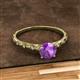 2 - Daisy Classic Round Amethyst and Lab Grown Diamond Floral Engraved Engagement Ring 