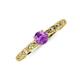 3 - Daisy Classic Round Amethyst and Lab Grown Diamond Floral Engraved Engagement Ring 