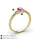 4 - Daisy Classic Round Amethyst and Lab Grown Diamond Floral Engraved Engagement Ring 