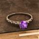 2 - Daisy Classic Round Amethyst and Lab Grown Diamond Floral Engraved Engagement Ring 