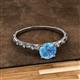 2 - Daisy Classic Round Blue Topaz and Lab Grown Diamond Floral Engraved Engagement Ring 