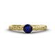 1 - Daisy Classic Round Blue Sapphire and Lab Grown Diamond Floral Engraved Engagement Ring 