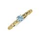 3 - Daisy Classic Round Aquamarine and Lab Grown Diamond Floral Engraved Engagement Ring 