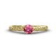 1 - Daisy Classic Round Pink Tourmaline and Lab Grown Diamond Floral Engraved Engagement Ring 