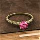 2 - Daisy Classic Round Pink Tourmaline and Lab Grown Diamond Floral Engraved Engagement Ring 