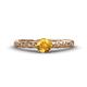 1 - Daisy Classic Round Citrine and Lab Grown Diamond Floral Engraved Engagement Ring 