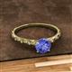 2 - Daisy Classic Round Tanzanite and Lab Grown Diamond Floral Engraved Engagement Ring 