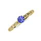 3 - Daisy Classic Round Tanzanite and Lab Grown Diamond Floral Engraved Engagement Ring 