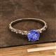 2 - Daisy Classic Round Tanzanite and Lab Grown Diamond Floral Engraved Engagement Ring 