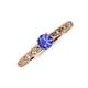 3 - Daisy Classic Round Tanzanite and Lab Grown Diamond Floral Engraved Engagement Ring 