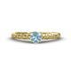 1 - Daisy Classic Round Aquamarine and Lab Grown Diamond Floral Engraved Engagement Ring 