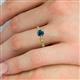 5 - Daisy Classic Round Blue and White Lab Grown Diamond Floral Engraved Engagement Ring 