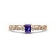 1 - Kiara Desire Emerald Cut Iolite and Round Lab Grown Diamond Engagement Ring 