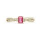 1 - Avril Desire Emerald Cut Pink Tourmaline and Round Lab Grown Diamond Twist Braided Shank Engagement Ring 