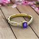 2 - Avril Desire Emerald Cut Iolite and Round Lab Grown Diamond Twist Braided Shank Engagement Ring 