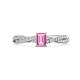 1 - Avril Desire Emerald Cut Pink Sapphire and Round Lab Grown Diamond Twist Braided Shank Engagement Ring 