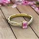 2 - Avril Desire Emerald Cut Pink Sapphire and Round Lab Grown Diamond Twist Braided Shank Engagement Ring 