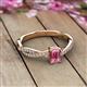 2 - Avril Desire Emerald Cut Pink Tourmaline and Round Lab Grown Diamond Twist Braided Shank Engagement Ring 