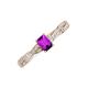 3 - Avril Desire Emerald Cut Amethyst and Round Lab Grown Diamond Twist Braided Shank Engagement Ring 