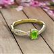2 - Avril Desire Emerald Cut Peridot and Round Lab Grown Diamond Twist Braided Shank Engagement Ring 