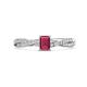 1 - Avril Desire Emerald Cut Rhodolite Garnet and Round Lab Grown Diamond Twist Braided Shank Engagement Ring 