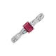 3 - Avril Desire Emerald Cut Rhodolite Garnet and Round Lab Grown Diamond Twist Braided Shank Engagement Ring 