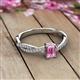 2 - Avril Desire Emerald Cut Pink Sapphire and Round Lab Grown Diamond Twist Braided Shank Engagement Ring 