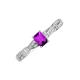 3 - Avril Desire Emerald Cut Amethyst and Round Lab Grown Diamond Twist Braided Shank Engagement Ring 