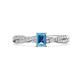 1 - Avril Desire Emerald Cut Blue Topaz and Round Lab Grown Diamond Twist Braided Shank Engagement Ring 