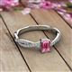 2 - Avril Desire Emerald Cut Pink Tourmaline and Round Lab Grown Diamond Twist Braided Shank Engagement Ring 