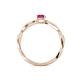 4 - Avril Desire Emerald Cut Pink Tourmaline and Round Lab Grown Diamond Twist Braided Shank Engagement Ring 